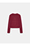 60935 Crew Neck Sequin Glitter Buttoned Knitwear Cardigan-Claret Red - 7