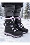 Girl's Black Lilac Fur Boots - 2