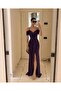 Off Shoulder Slit Belt Dress 582134 Purple