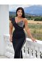 Black One-Shoulder Stone Embellished Slit Evening Dress 583240 - 2