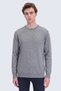 Men's Gray Regular Fit Plain Crew Neck Wool Knit Sweater - 2