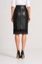 Black Faux Leather Midi Pencil Skirt with Front Stitching and Lace Detail - 7