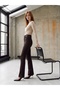 71911 Belt Detailed Flared Leggings-Dark Brown