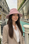 Vintage Women's Pink Winter Fedora Hat |   Wide Brim Felt Fedora - 4