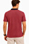 Men's Pique Fabric Polo Collar Patterned T-Shirt Short Sleeve Summer T-Shirt - Red - 2