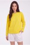 Women's Yellow T-Shirt Wide Sleeve Crew Neck Long Sleeve T-Shirt - 3