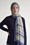 Cobalt Blue Striped Muslin Shawl - 2
