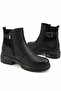 Contesa side buckle zippered women's genuine leather boots black skin - 2