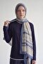Cobalt Blue Striped Muslin Shawl