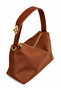 Women's Brown Suede Handbag Shoulder Medium Size Bowling Bag - 2