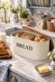 Metal Bread Box with Wooden Lid, Bread Box Cream 18X18 cm - 4