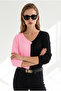 Women's Pink Black Color Block Soft-Textured Blouse BLZ-19002780 - 2
