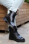 Genuine Leather Black Women's Sports Boots 146Sza436