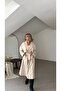 Belted Lined Trench Coat with Cape Cover - 5