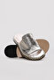 Genuine Leather Gold Women's Flat Slippers 888Za246 - 3