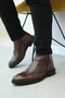 Genuine Leather and Fur Brown Men's Classic Boots 711Kma218