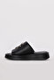 Genuine Leather Black Women's Wedge Heel Slippers 621Za1554 - 3