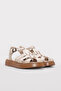 Genuine Leather Beige Women's Classic Sandals 621Za880 - 5