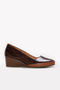 Genuine Leather Tan Crocodile Women's Wedge Heel Shoes 411Za291 - 2