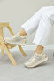 Genuine Leather Beige Gold Women's Casual Shoes 757Za24051