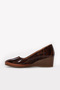 Genuine Leather Tan Crocodile Women's Wedge Heel Shoes 411Za291 - 3