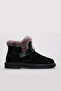 Genuine Leather and Fur Black Suede Women's Classic Boots 710Kza2000