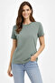 Women's Mint Green Crew Neck T-Shirt Regular Fit Basic Cotton Pack Daily Use T-Shirt - 3