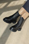 Genuine Leather and Fur Black Floater Women's Classic Boots 710Kza6001