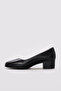 Genuine Leather Black Women's Thick Heeled Shoes 889ZA5065 - 2