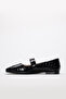 Genuine Leather Black Crocodile Patent Leather Women's Ballerina Shoes 210Za9757 - 2