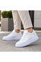 Kb-047 White Men's Sneaker - Gold Detailed Leather Surface Breathable Thick High-Sole Casual Sports Shoes - 2