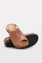 Genuine Leather Tan Women's Wedge Heel Slippers 972ZA1001 - 5
