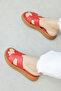 Genuine Leather Red Women's Flat Slippers 621Za858