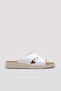 Genuine Leather White Women's Short Heeled Slippers 160Zahr0250