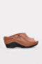 Genuine Leather Tan Women's Wedge Heel Slippers 972ZA1001 - 3