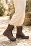 Women's Leather Textured Thick Serrated Sole Lace-Up and Zippered Daily Boots - 4