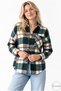 Women's Dark Green Ecru Cashmere Thick Plaid Lumberjack Shirt - Thin Jacket - 4