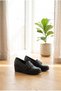 Women's Genuine Leather Patent Leather Detailed Large Buckle Wedge Heel Classic Loafer Shoes - 4