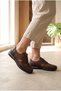 Women's Genuine Leather Leaf Appliqué Detailed Orthopedic Thick Sole Flexible Lace-Up Casual Shoes - 2