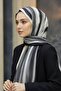 Crepe Watercolor Striped Patterned Black Color 75X195 Non-Fade Shawl - 4