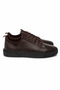 Men's coffee brown genuine leather lace-up casual sneaker with stretch collar - milano - 5