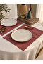 2-Piece Pink Pocketed Linen Ruffle Detailed American Tablecloth/Placemat - 3