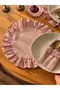 4-Piece Rosy Linen Round Ruffle Detailed American Serving Plate/Supla
