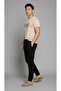 Two Threaded Tracksuit Set Printed Beige T-Shirt Black Jogger Pants Men's Home Wear Set - 6