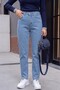 High Waist Straight Leg Jeans with Pockets - Light Blue