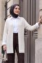 سترة مخرمة منقوشة بحاشية - حجر