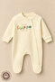 Unisex Happy Printed 0-6 Months Combed Organic Cotton Baby Romper with Booties