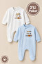 Unisex Born to Be Printed 0-6 Months Combed Organic Cotton Baby Rompers with Booties Set of 2