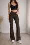 Women's Brown High Waist Spanish Flare Pants - 2