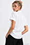 Women's Ecru Short Sleeve Oversize Viscose Shirt - 4